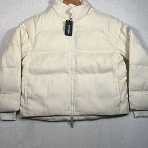 Allbirds Womens Natural White Cream Trino Puffer Jacket Merino Wool Tencel Large